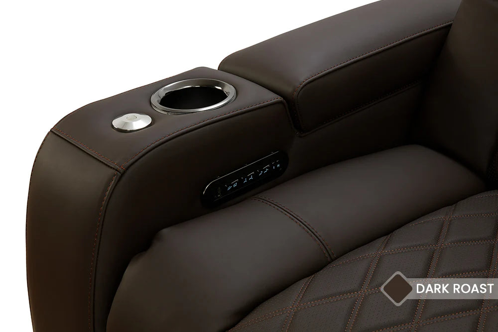Valencia 2025 Premium Tuscany Genuine Leather Home Theater Seating - 3-Seater Loveseat Right Chaise in Dark Roast Brown - Perfect for Home Cinemas, Media Rooms & Luxury Home Entertainment