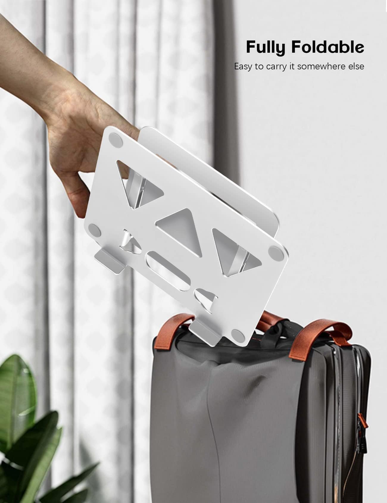 Adjustable Foldable Aluminum Laptop Stand for Desk - Portable Laptop Riser Holder for MacBook Air Pro, HP, Lenovo, Dell, Samsung Chromebook (10-15.6 Inch, Silver) - Perfect for Home Office, Gaming, and Workstation Setup