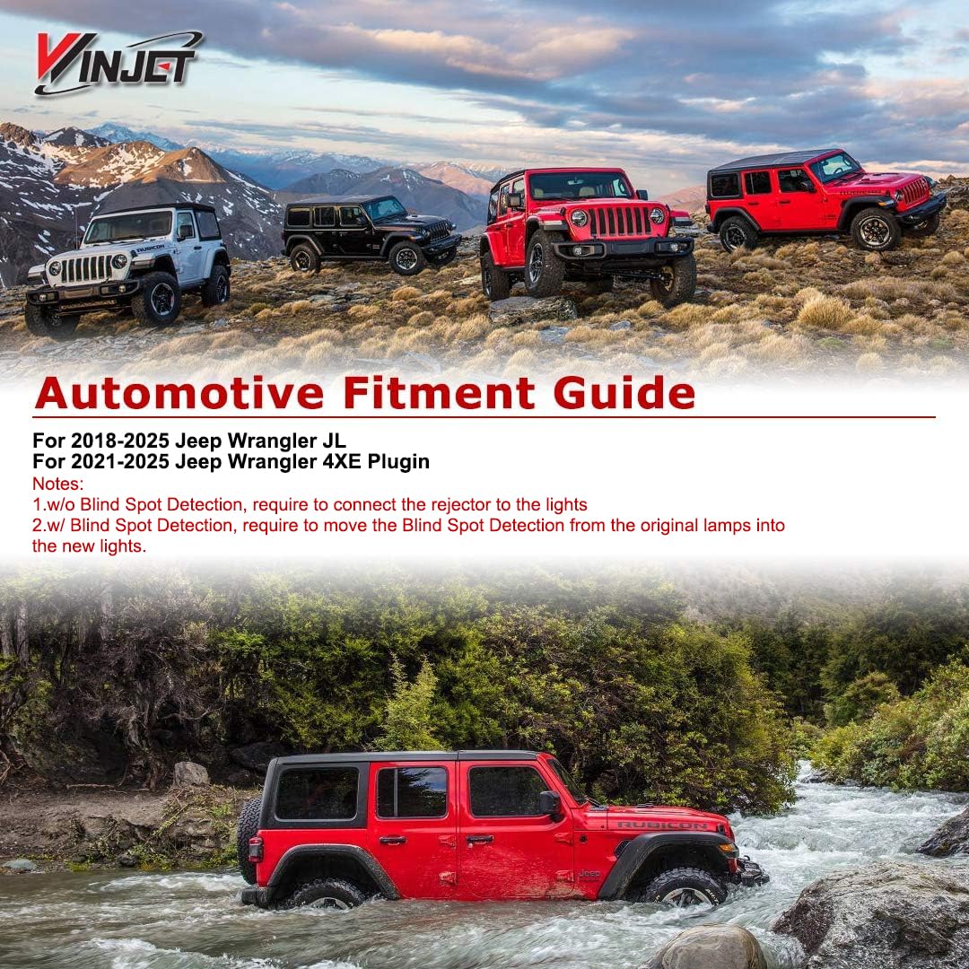 Winjet LED Sequential Tail Lights for 2018-2025 Jeep Wrangler JL & 2021-2025 Wrangler 4XE Plug-in - Clear Lens - Enhanced Visibility & Style for Off-Road Adventures & Night Driving