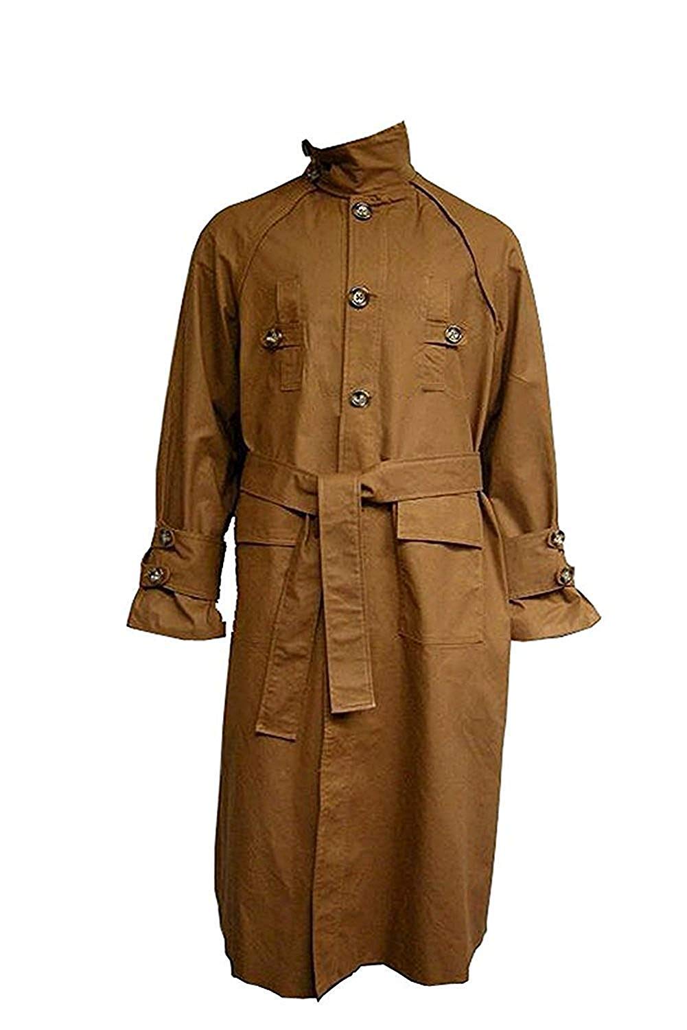 ARSIA Harrison Ford Runner Brown Trench Cotton Long Coat for Men - Vintage Style Waterproof Outdoor Jacket for Hiking, Travel & Casual Wear
