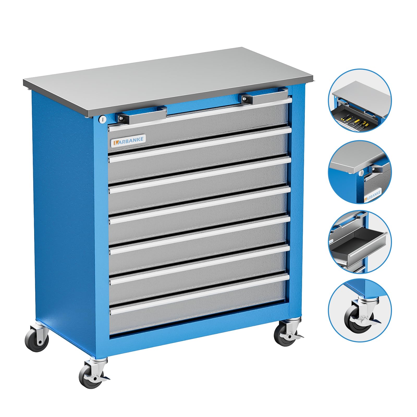 7-Drawer Rolling Tool Chest with Locking Wheels & Keyed Lock System - Heavy Duty Mobile Tool Storage Cabinet for Garage Workshop, Home DIY & Professional Mechanics - Expandable with 5-Drawer Tool Chest Set