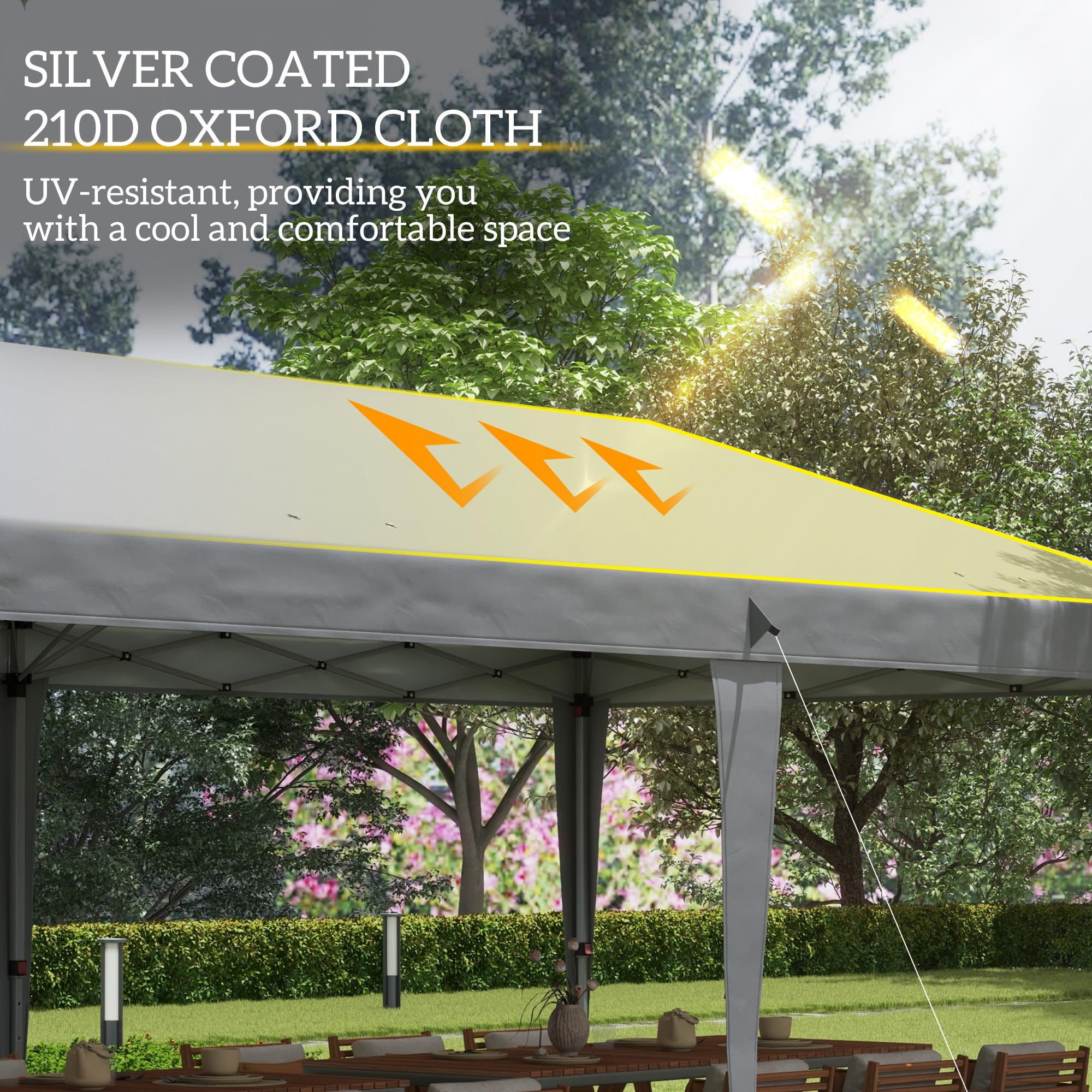 Outsunny 10' x 20' Heavy Duty Pop Up Canopy Tent - Instant Outdoor Gazebo with Carry Bag for Parties, Weddings, Backyard BBQ & Events | Perfect for Sun Shade Shelter, Catering & Outdoor Gatherings | Gray