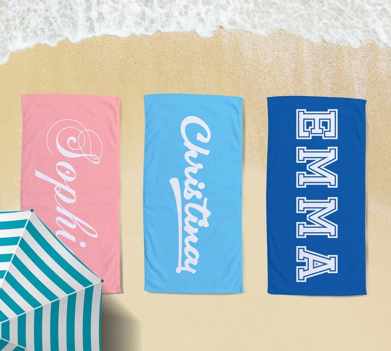 Custom Personalized Beach Towel 60x30 Inch - Soft Lightweight Microfiber Swim Towel with Name/Initials - Great for Pool, Travel & Gifts for Women & Kids (PT5328) | Perfect for Beach Vacations, Summer Swimming & Outdoor Activities