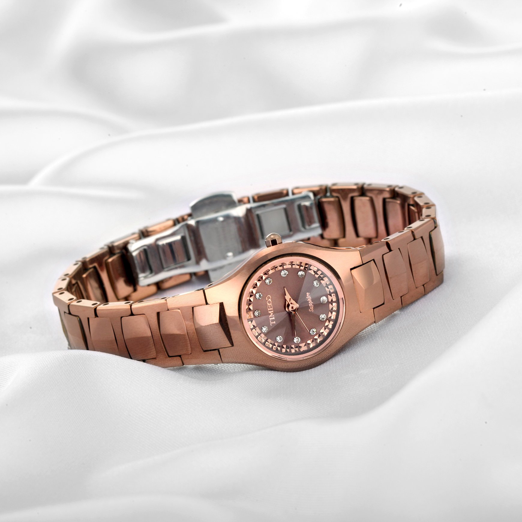 Luxury Diamond Tungsten Steel Sapphire Crystal Couple Watches for Women & Men - Elegant Matching Wedding Bands & Anniversary Gifts for Couples (Model: W50107L.03A) | Perfect for Date Nights, Formal Events & Romantic Occasions