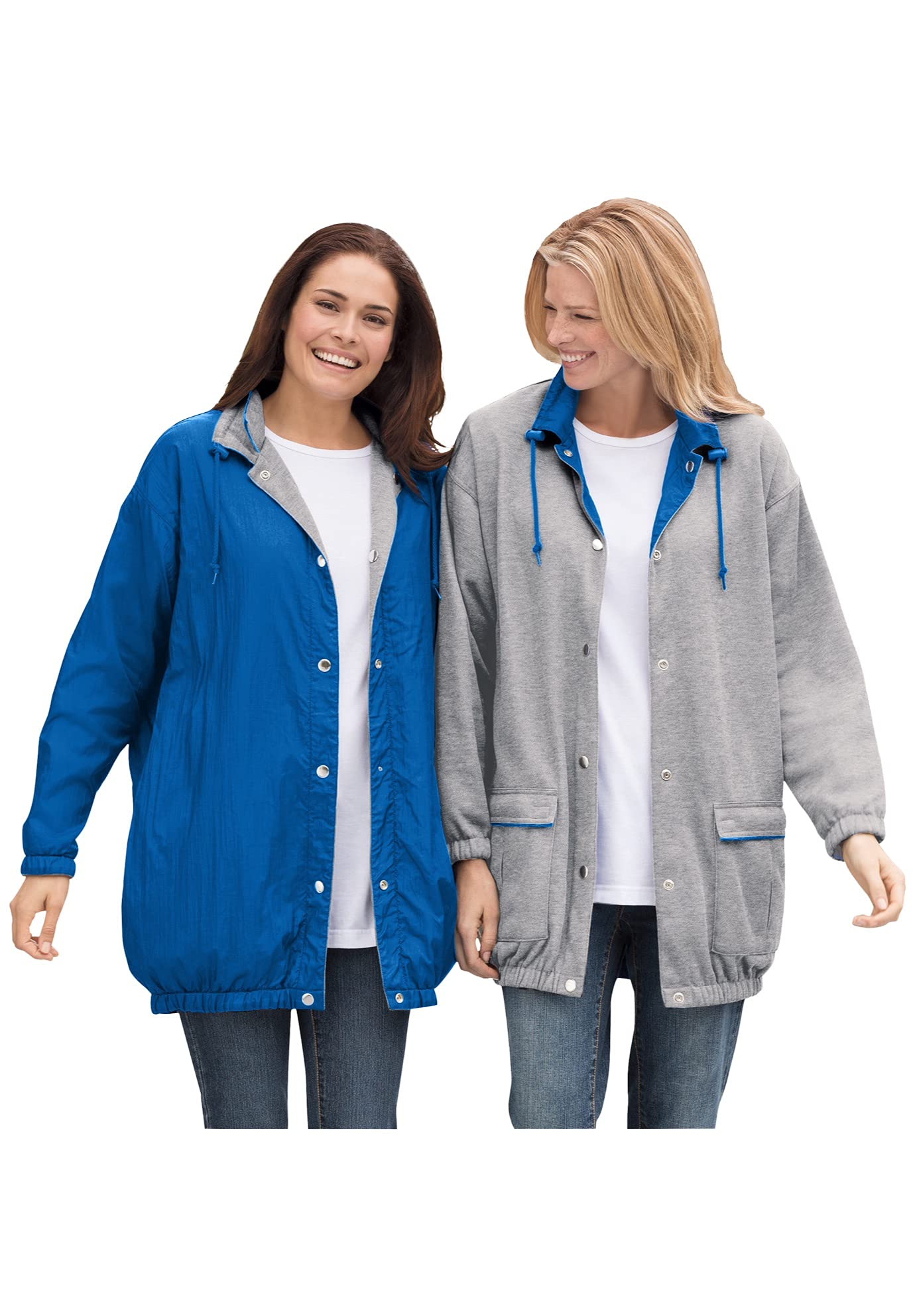 Woman Within Women's Plus Size Fleece Nylon Reversible Jacket - Waterproof Raincoat for Outdoor Activities, Hiking & Casual Wear