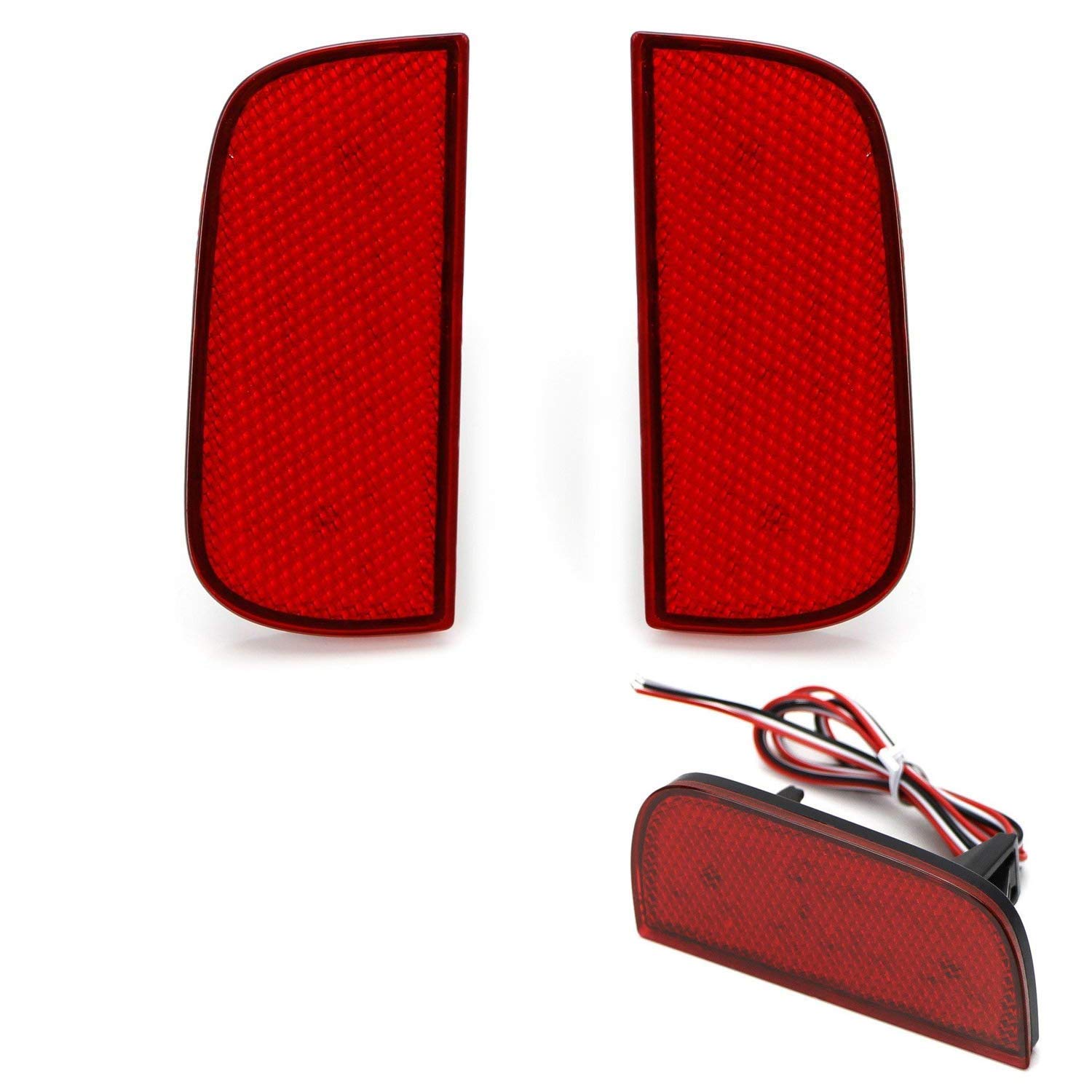iJDMTOY 54-SMD LED Bumper Reflector Lights - Red Lens for 2016-2021 Honda Civic Sedan/Coupe | Tail Lights, Brake Lights & Rear Fog Lights Replacement | Enhanced Night Visibility & Safety Driving