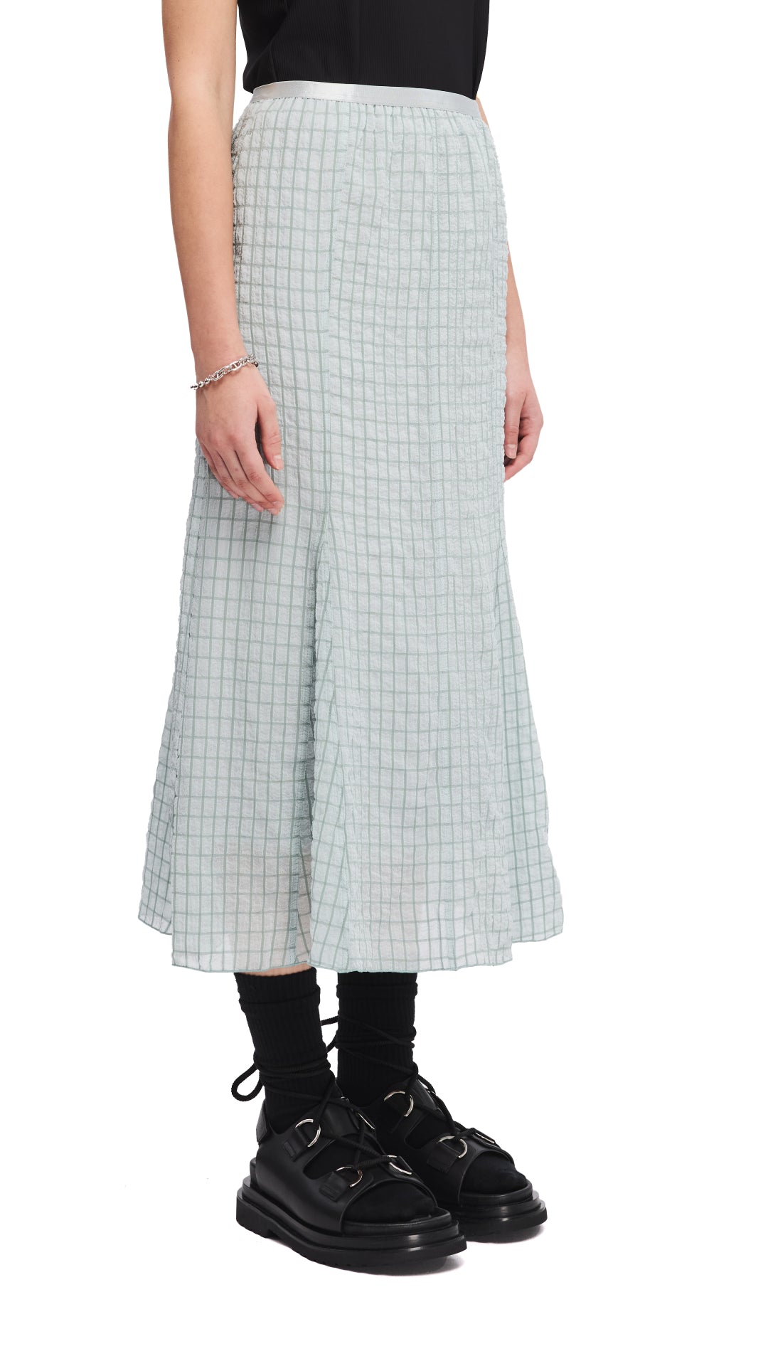 Elegant Wrinkle Chiffon Skirt for Women - Flowy A-Line Midi Skirt with Side Slit - Perfect for Summer, Parties & Casual Wear