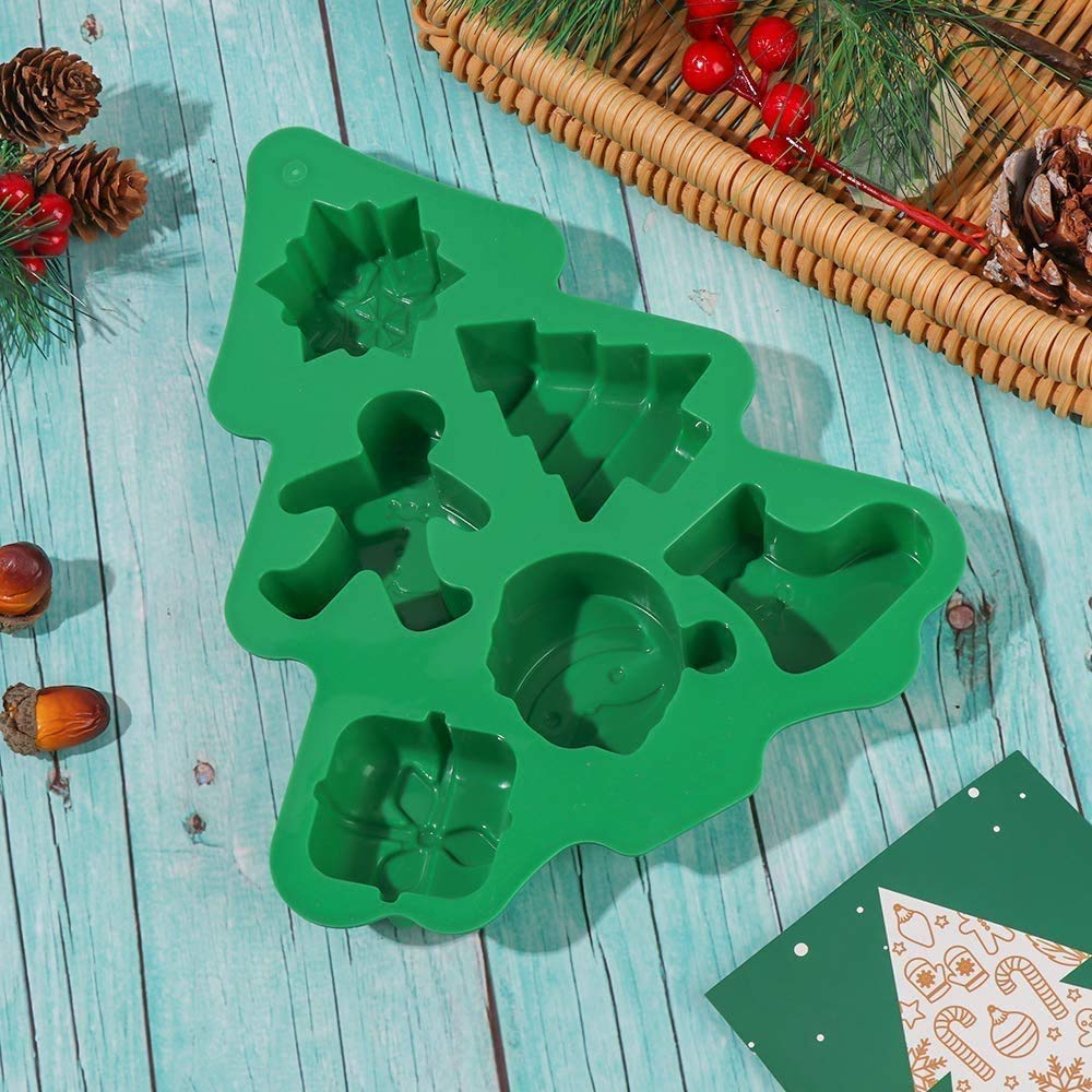 2-Pack Christmas Tree Silicone Baking Molds - 6 Cavity Holiday Cookie, Candy & Chocolate Molds for Festive Baking - Perfect for Christmas Cookies, DIY Gifts & Holiday Dessert Decorating