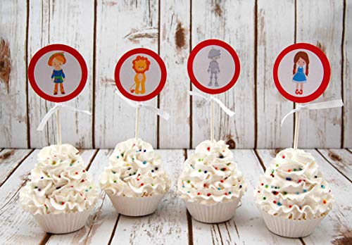 12-Piece Wizard of Oz Cupcake Toppers Set - Dorothy, Scarecrow, Tin Man & Lion Character Picks for Princess Birthday Party Cake Decorations | Perfect for Themed Parties, Baby Showers & Movie Night Desserts