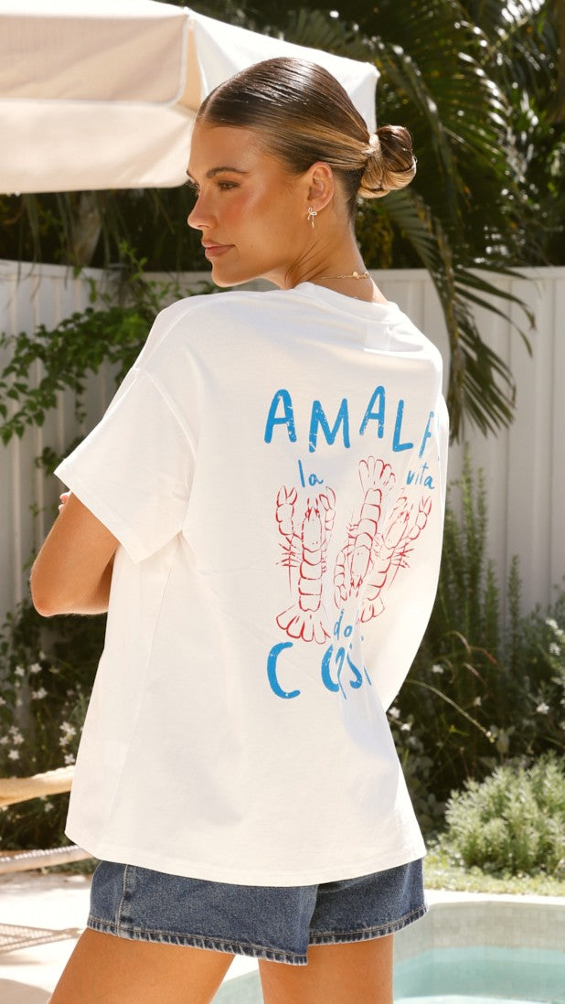 Amalfi Tee - Soft Cotton White T-Shirt for Men & Women | Casual Wear, Summer Outfits, Beach Vacation Essentials