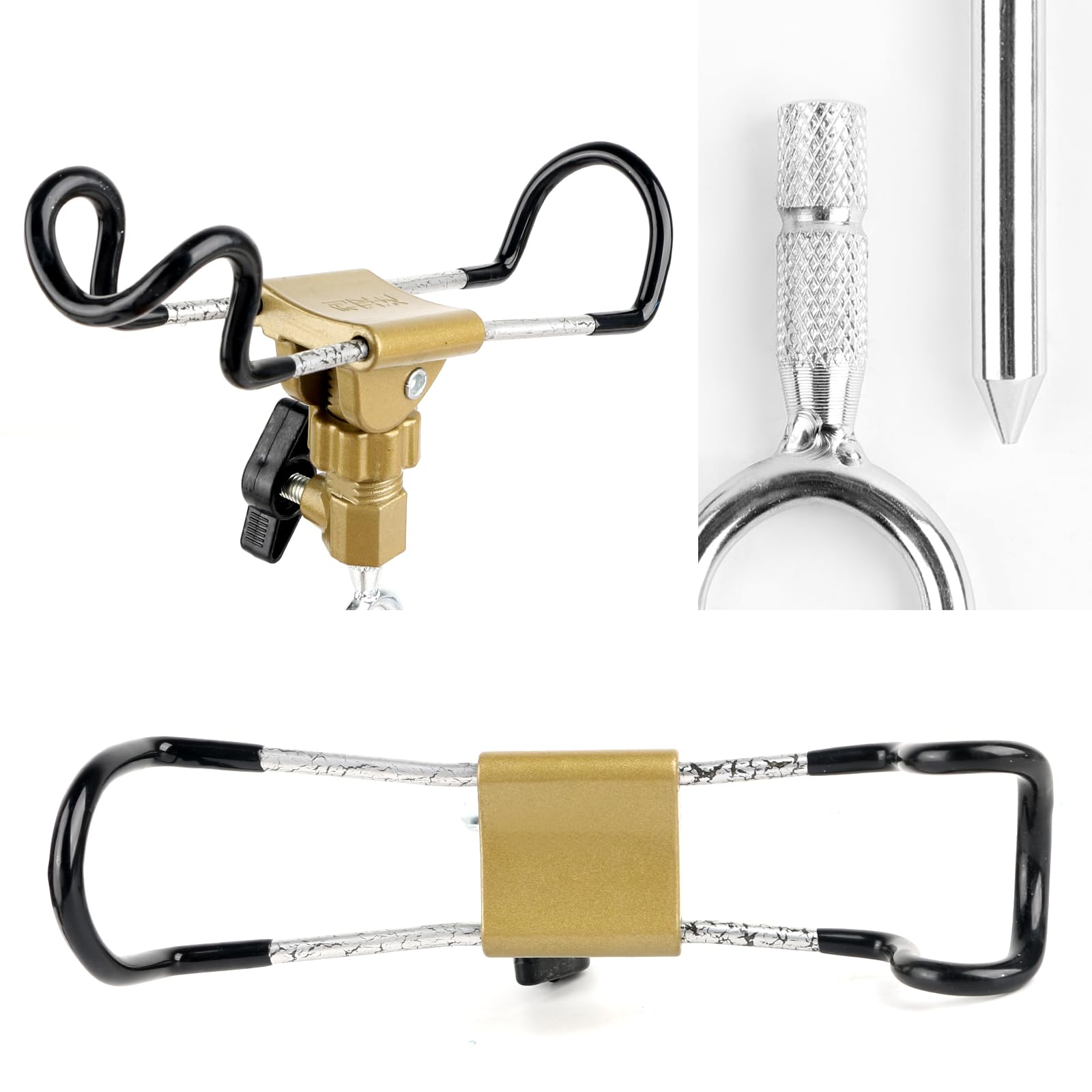 **Universal Adjustable Fishing Rod Holder with Alarm Bells - Dual-Purpose Hand & Sea Ground Plug for Bank Fishing | Perfect for Shore, Boat & Ice Fishing**