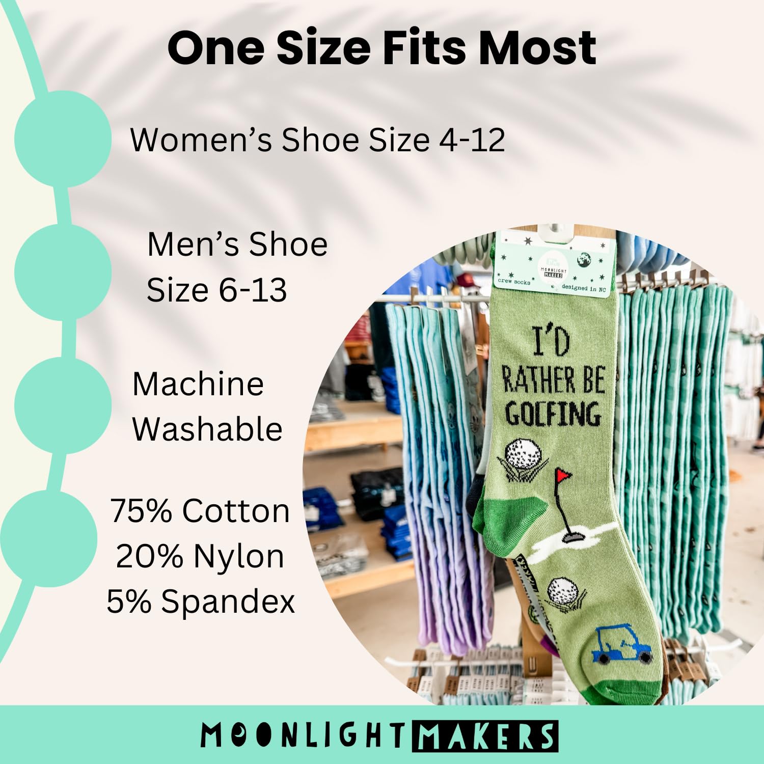 Funny Golf Socks for Men & Women - 'I'd Rather Be Golfing' Novelty Crew Socks - Unisex Graphic Socks with Sayings - Perfect Gift for Golf Lovers & Casual Wear