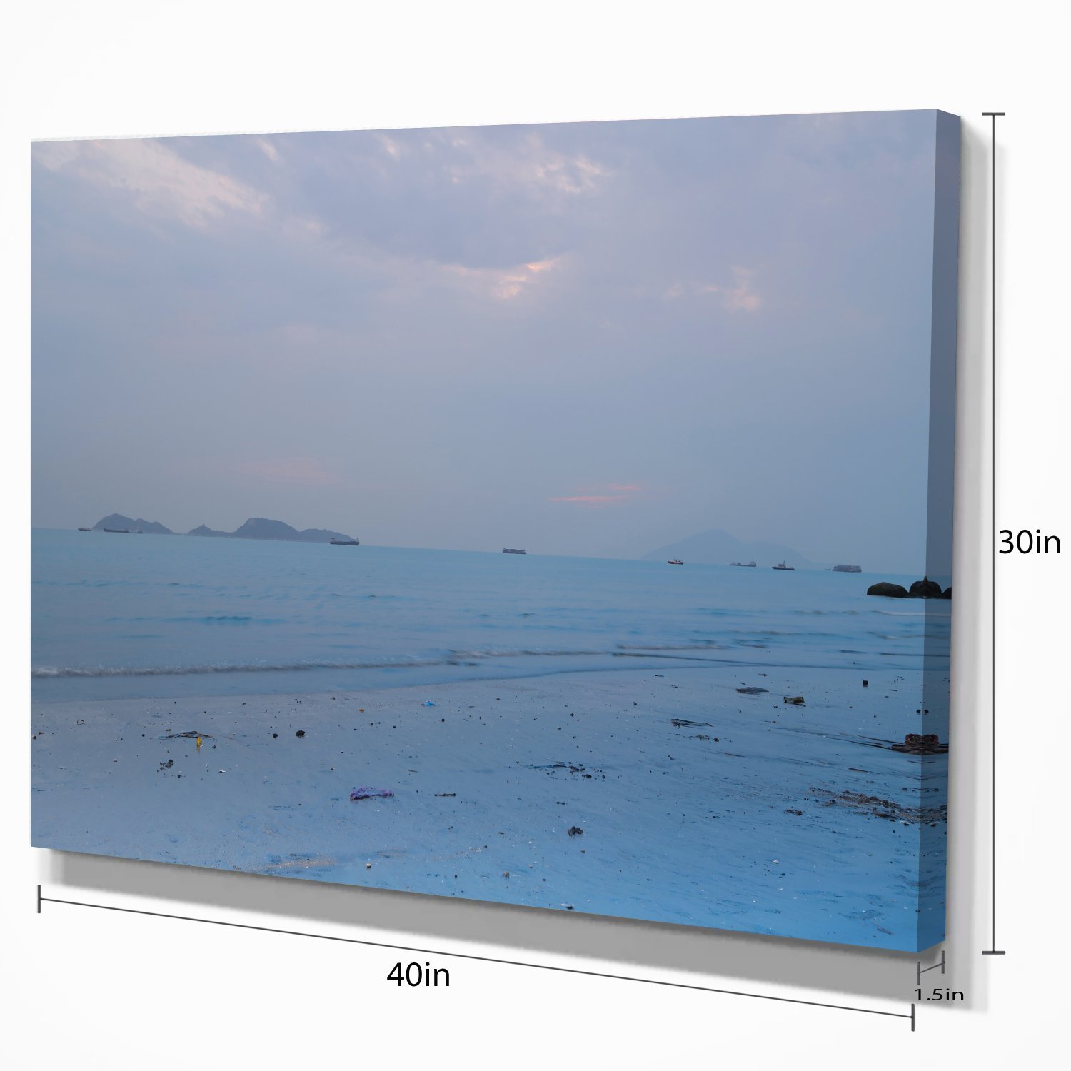 Light Blue Sunset at Lung Kwu Tan Beach - Stunning Landscape Canvas Wall Art for Living Room, Bedroom & Office Decor