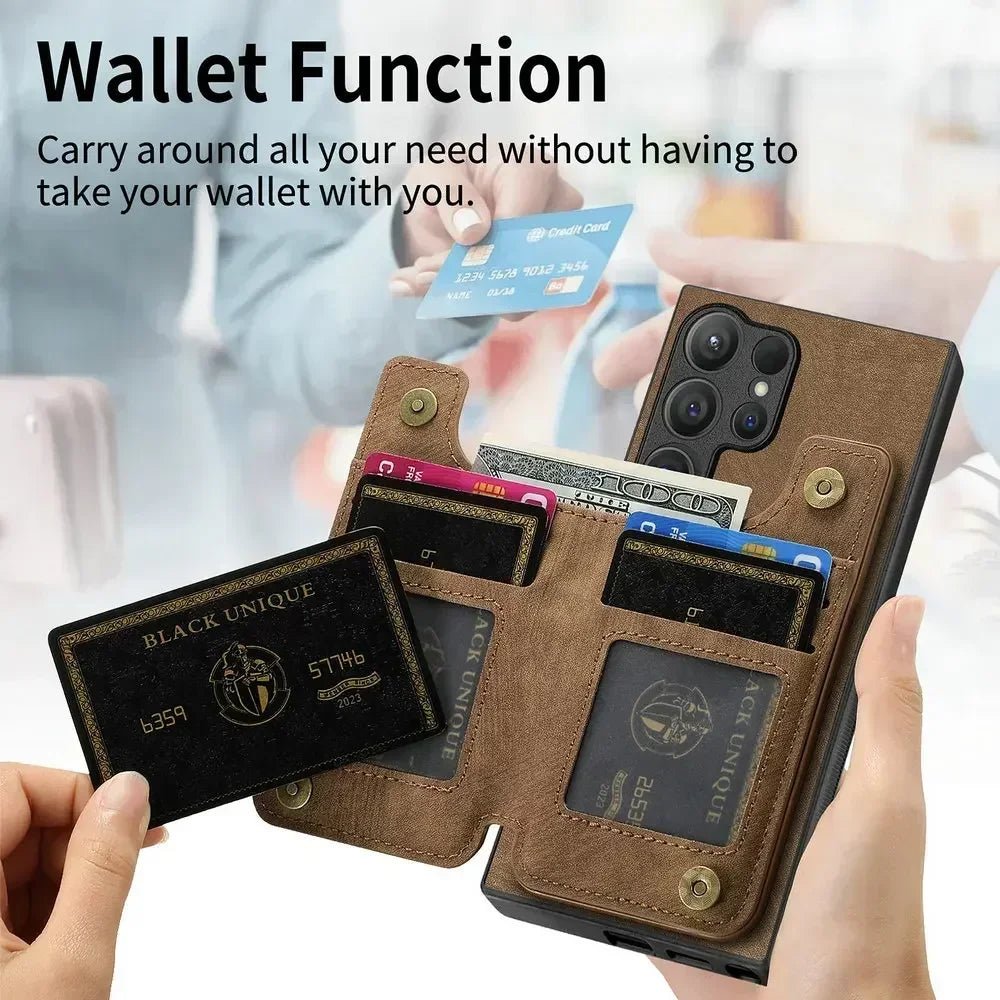 Samsung Galaxy S25 Ultra Leather Wallet Case with Zipper & Magnetic Closure - Slim Protective Cover for Everyday Use & Travel