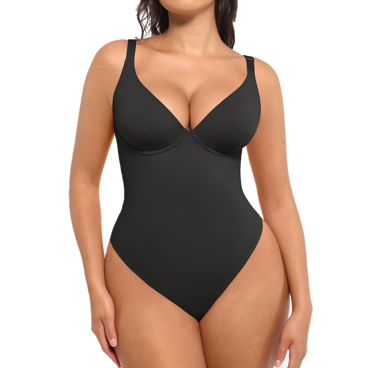 FeelinGirl Women's Tummy Control Shapewear Bodysuit - Seamless Thong Bodysuit for Slimming & Smoothing - Perfect for Dresses, Workouts & Everyday Wear
