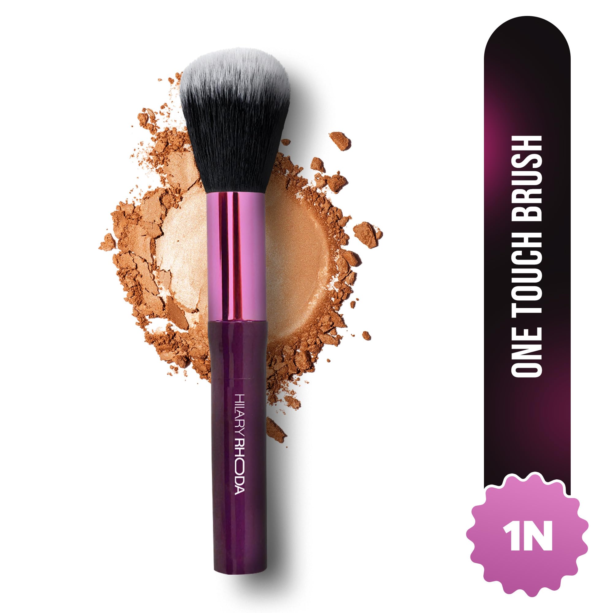 Hilary Rhoda One Touch Makeup Brush - Soft Bristle Foundation Brush for Cream, Liquid & Powder | Blush Applicator | Non-Absorbing Professional Cosmetic Brush for Flawless Makeup Application