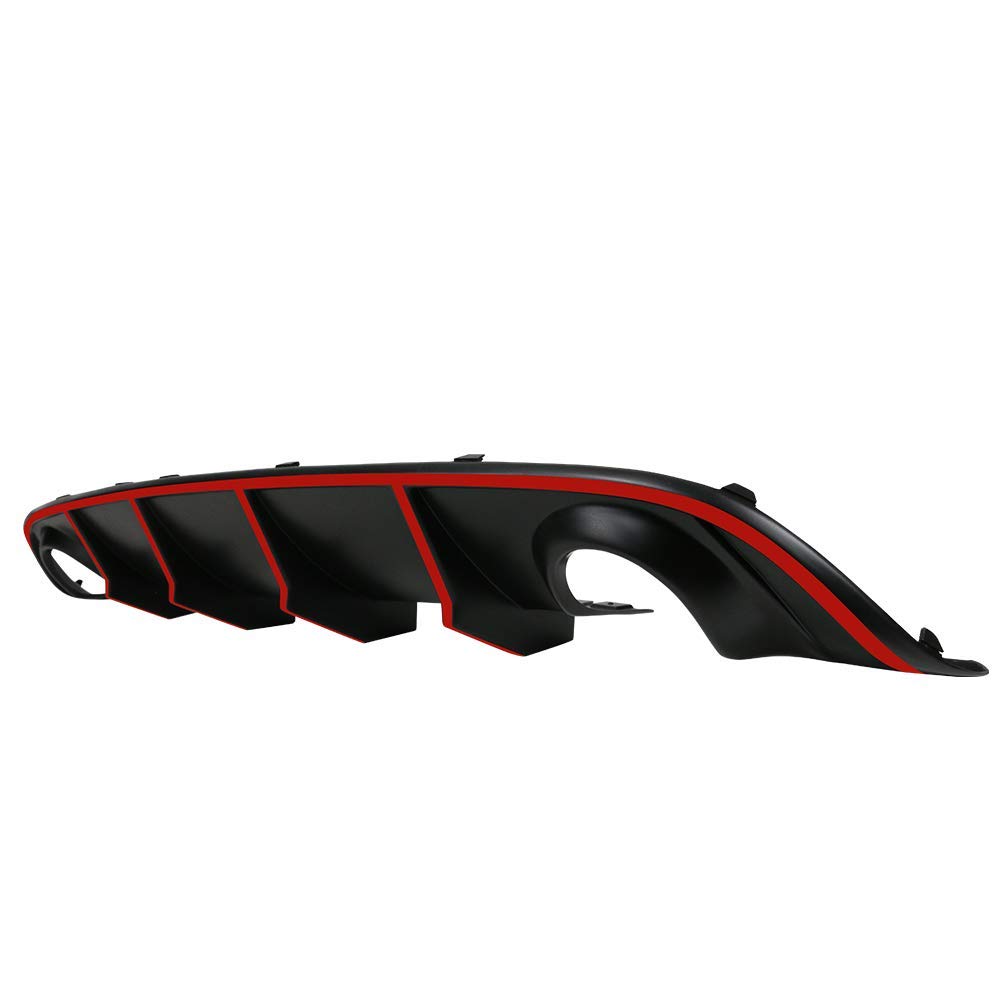 IKON MOTORSPORTS V2 Style Rear Diffuser with Red Reflective Tape - Compatible With 2015-2023 Dodge Charger SRT | Aggressive Styling Upgrade for Street Racing & Car Shows