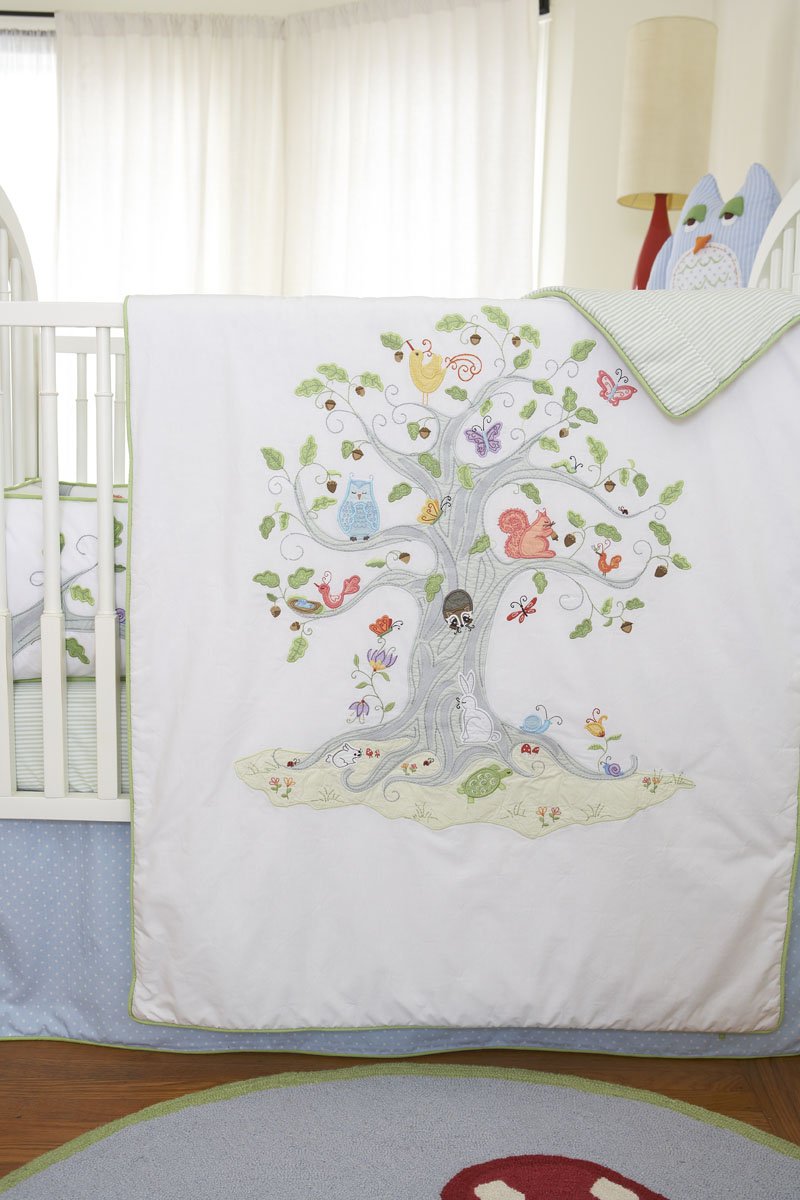 Rosenberry Rooms Wishing Tree Quilted Crib Coverlet - Soft Baby Nursery Blanket for Boys & Girls - Perfect for Cribs, Bassinets, and Strollers