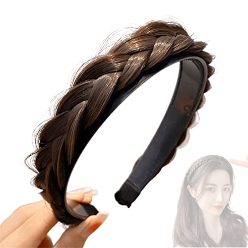 Fluffy Fishbone Wig Headband for Women - Synthetic Braided Hair Hoop with Teeth, Brown | Perfect for Cosplay, Costume Parties & Everyday Fashion Accessories