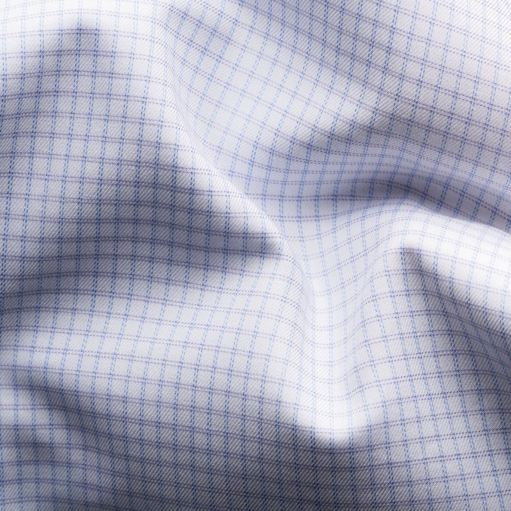 ETON Men's Check Cotton Tencel Dress Shirt - Slim Fit Single Cuff Business Casual Shirt in Light Purple | Perfect for Office, Weddings & Formal Events