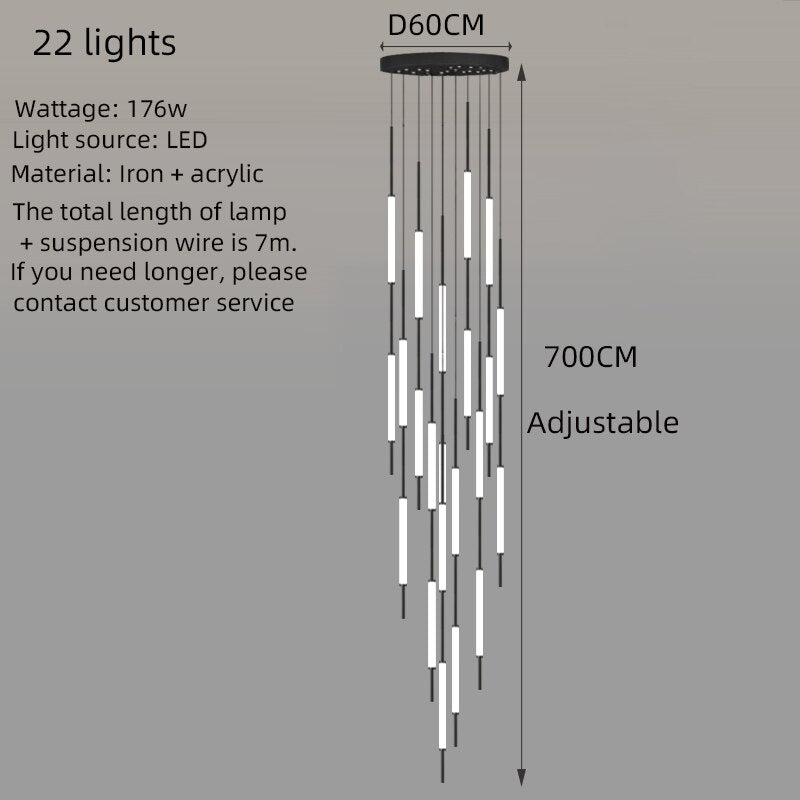 Elegant Long Tube Chandelier Lighting Fixture - Modern Crystal Ceiling Light for Dining Room, Living Room & Bedroom | Perfect for Home Decor & Interior Design