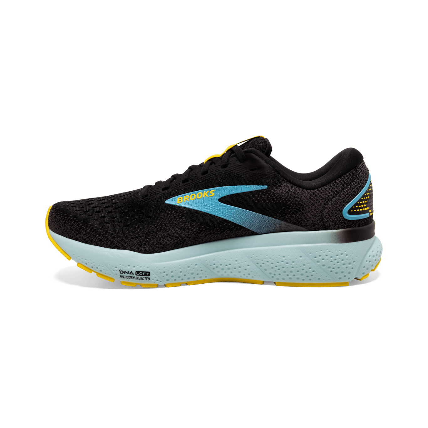 Brooks Ghost 16 Running Shoes for Men - Wide 2E Width - Black/Iron/Blue - Cushioned Support for Road Running, Jogging & Marathon Training