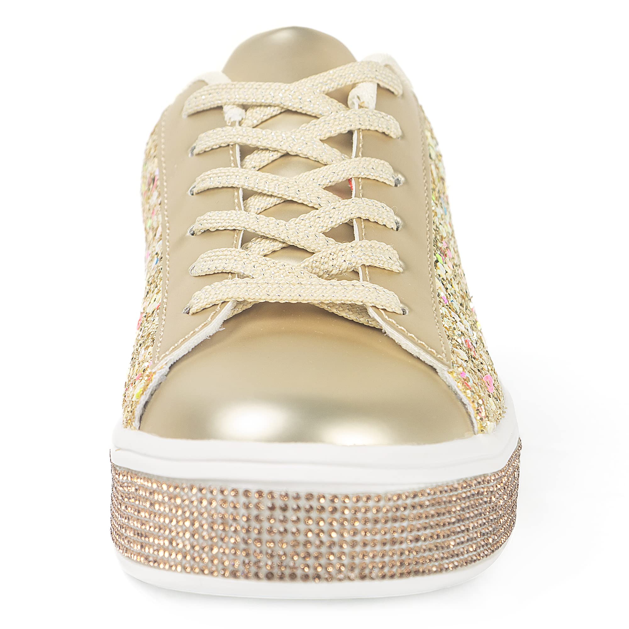 Sparkly Rhinestone Bridal Sneakers for Women - Glitter Wedding Shoes with Sequins, Neon Bling Tennis Shoes for Bride, Bridesmaids & Party - Perfect for Weddings, Bachelorette Parties & Special Occasions