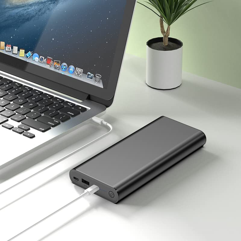 SunJack 100W 25600mAh Power Bank - Portable Laptop Charger with Quick Charge 3.0, Dual USB-C & USB 3.0 Ports, E-Marker Cable - Fast Charging for MacBook, iPhone, iPad, Samsung Galaxy - Perfect for Travel, Camping & Emergency Power Backup