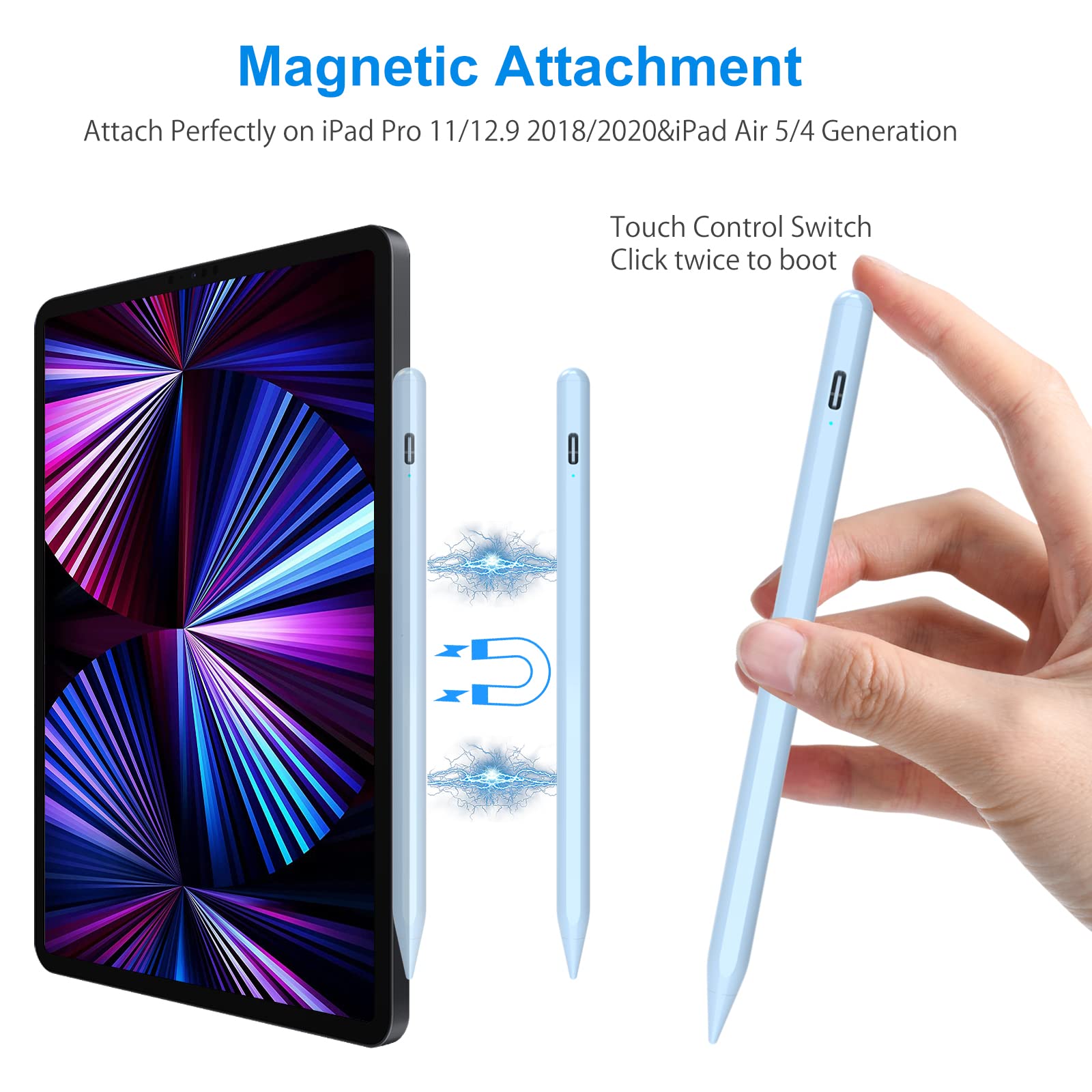 AMZCASE Stylus Pen for iPad 2018-2022 - Apple Pencil Compatible with iPad 10/9/8/7/6th Gen, iPad Mini 6/5th, iPad Air 4/3rd, iPad Pro 11