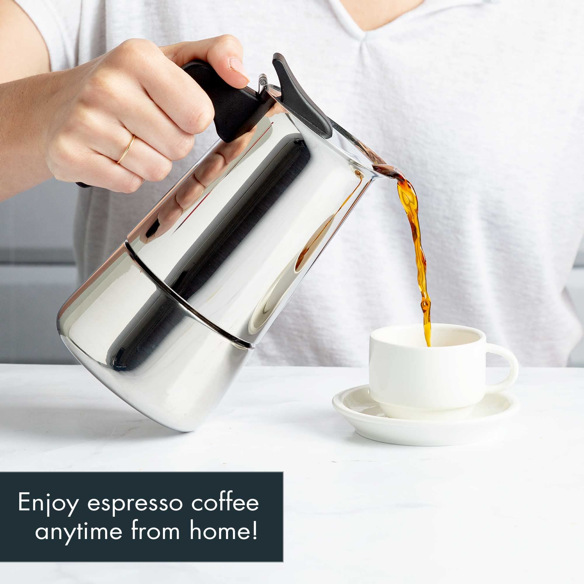 Primaria Premium Stainless Steel Stovetop Espresso Maker - 6 Cup Italian Moka Pot for Rich Coffee - Perfect for Home, Office & Camping Brewing