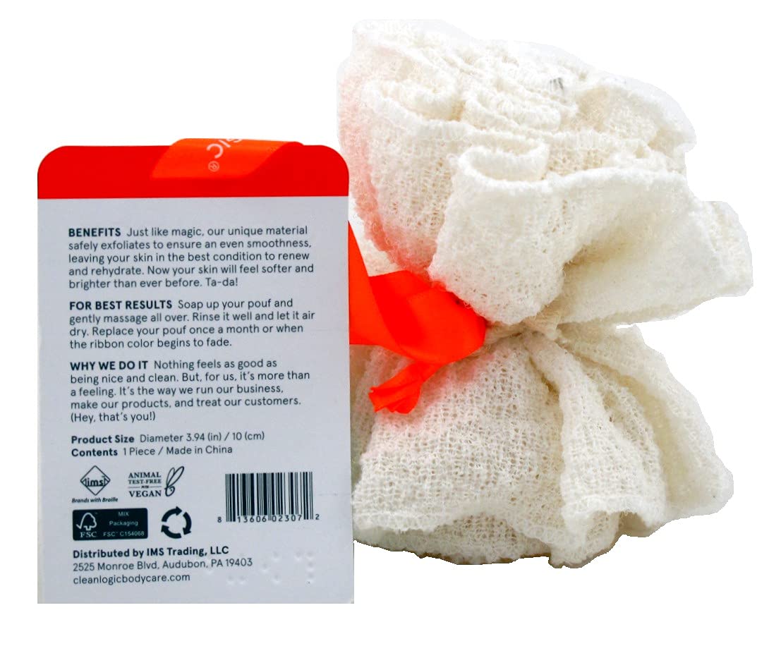 Clean Logic Exfoliating Bath Pouf (Pack of 6) - Soft Exfoliating Shower Sponge for Smooth Skin, Gentle Body Scrubber - Perfect for Daily Shower, Spa & Gift Sets