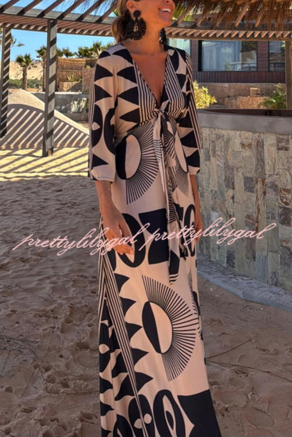 Stylish V-Neck Floral Print Maxi Dress with Loose Pockets - Women's Casual Summer Beach Dress for Vacation, Date Night & Outdoor Parties