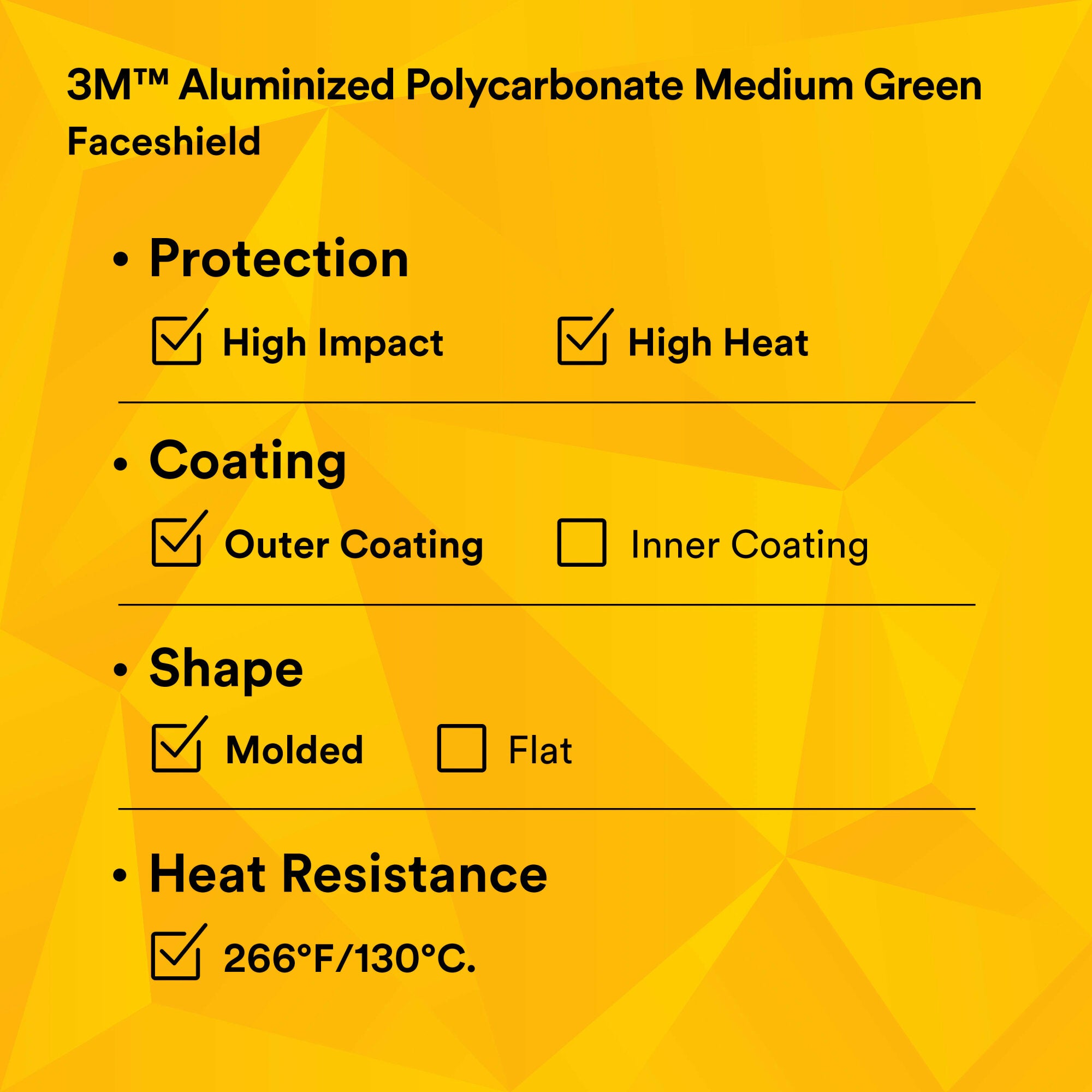 3M Aluminized Polycarbonate Faceshield WP96BAL - Medium Green Safety Shield (82518-00000) for Welding, Grinding & Industrial Work Protection