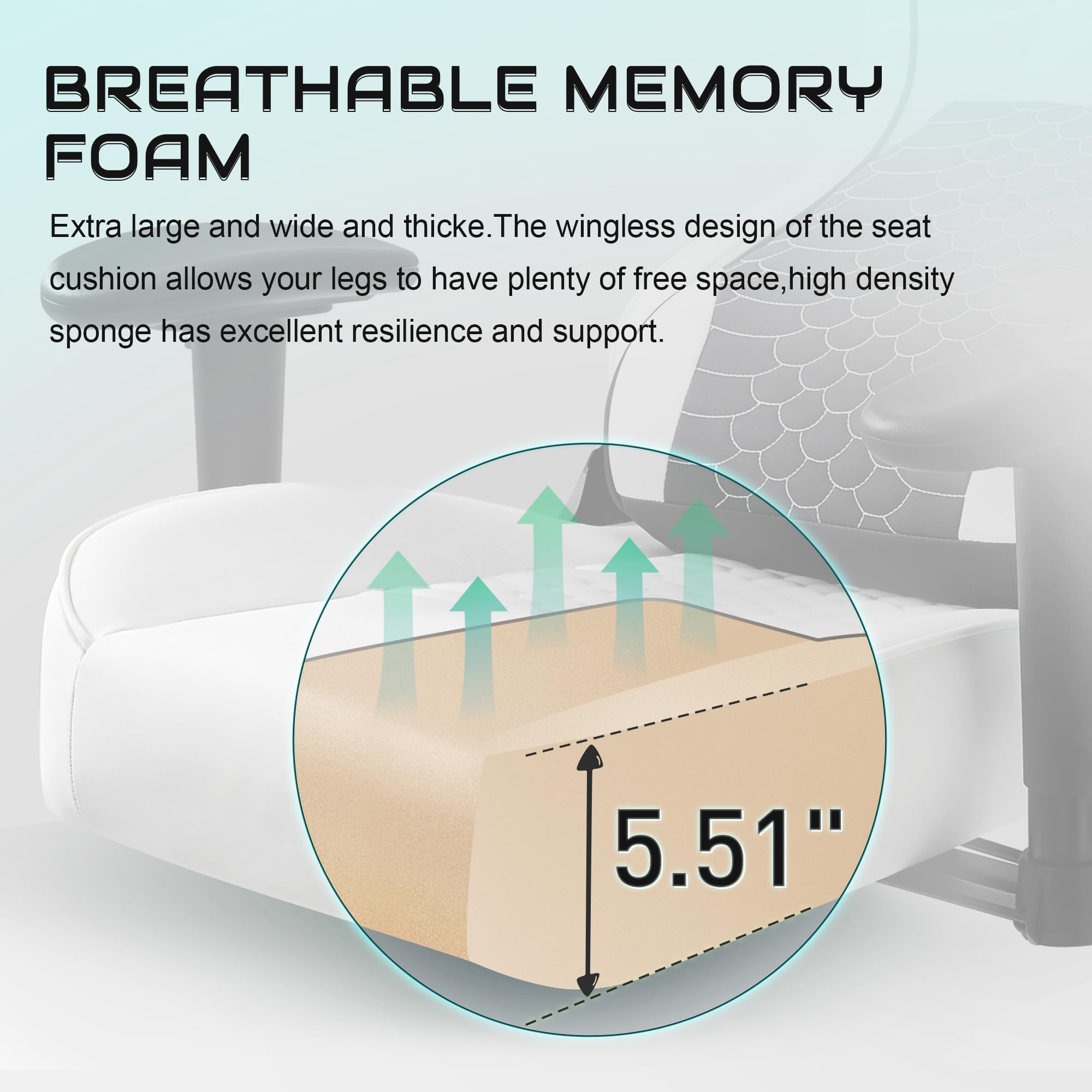 Ergonomic Gaming Chair with Lumbar Support - High Back Office Computer Chair for Adults & Teens, Swivel Rolling Desk Chair with Headrest, 450 lbs Weight Capacity (White) - Perfect for Home Office, Gaming Setup & Workstation