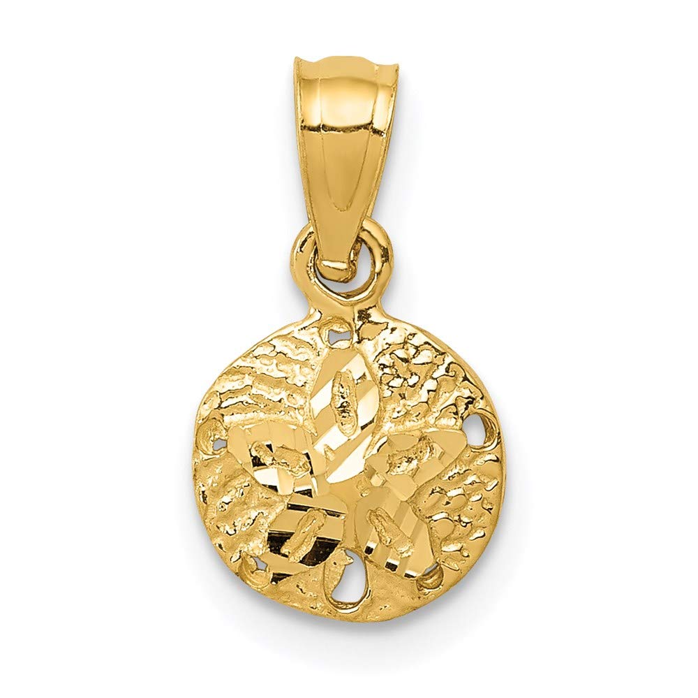 14K Yellow Gold Solid Sand Dollar Charm Pendant - Elegant Beach Jewelry for Necklace, Gift & Ocean-Themed Fashion Accessories | Perfect for Summer, Vacations & Coastal Styling