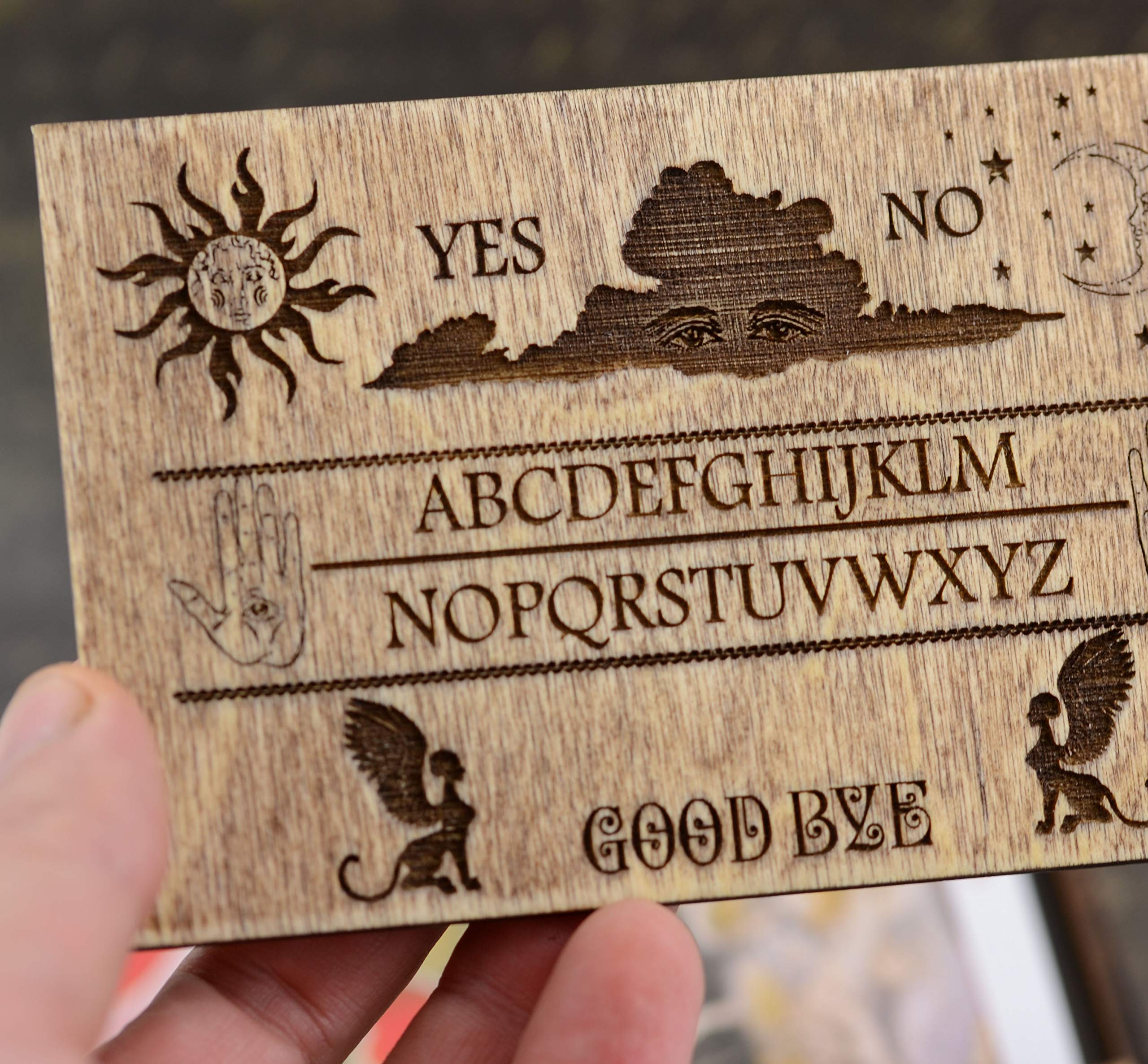 Engraved Wooden Tarot Card Box - Ouija Board Keepsake for Witchcraft & Divination