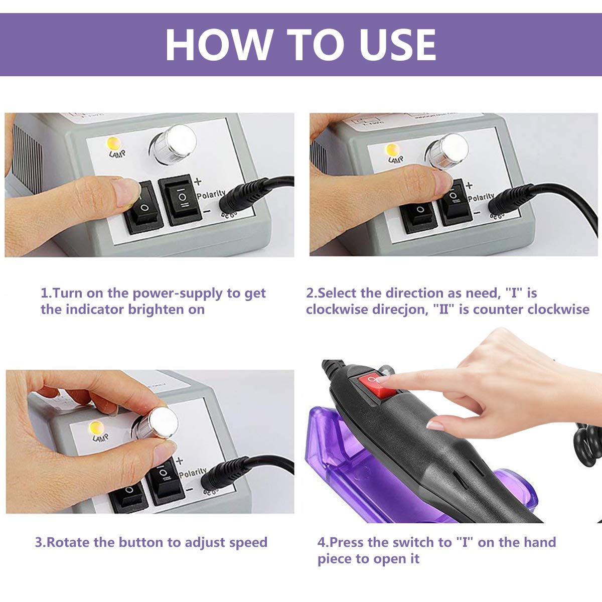 Professional Electric Nail Drill Kit - Cordless Manicure & Pedicure Set for Acrylic, Gel & Nail Art | Portable Nail File Machine with 6 Speeds & 30 Bits | Perfect for Home Salon, Nail Techs & DIY Beauty Care