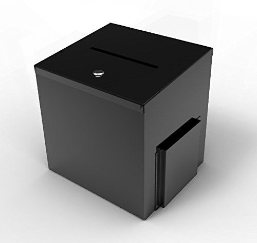 FixtureDisplays® Metal Donation Box with Lock - Secure Suggestion Box for Churches, Schools & Offices (10.9