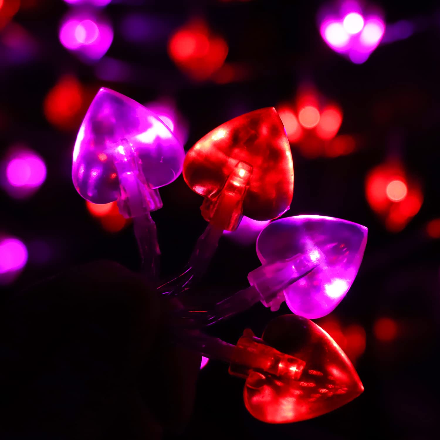 50 LED Red and Pink Valentine's Day Lights with Timer & 8 Modes - Battery Operated Heart String Lights for Romantic Decor - Perfect for Valentine's Day, Weddings, Anniversaries, Mother's Day & Home Decoration