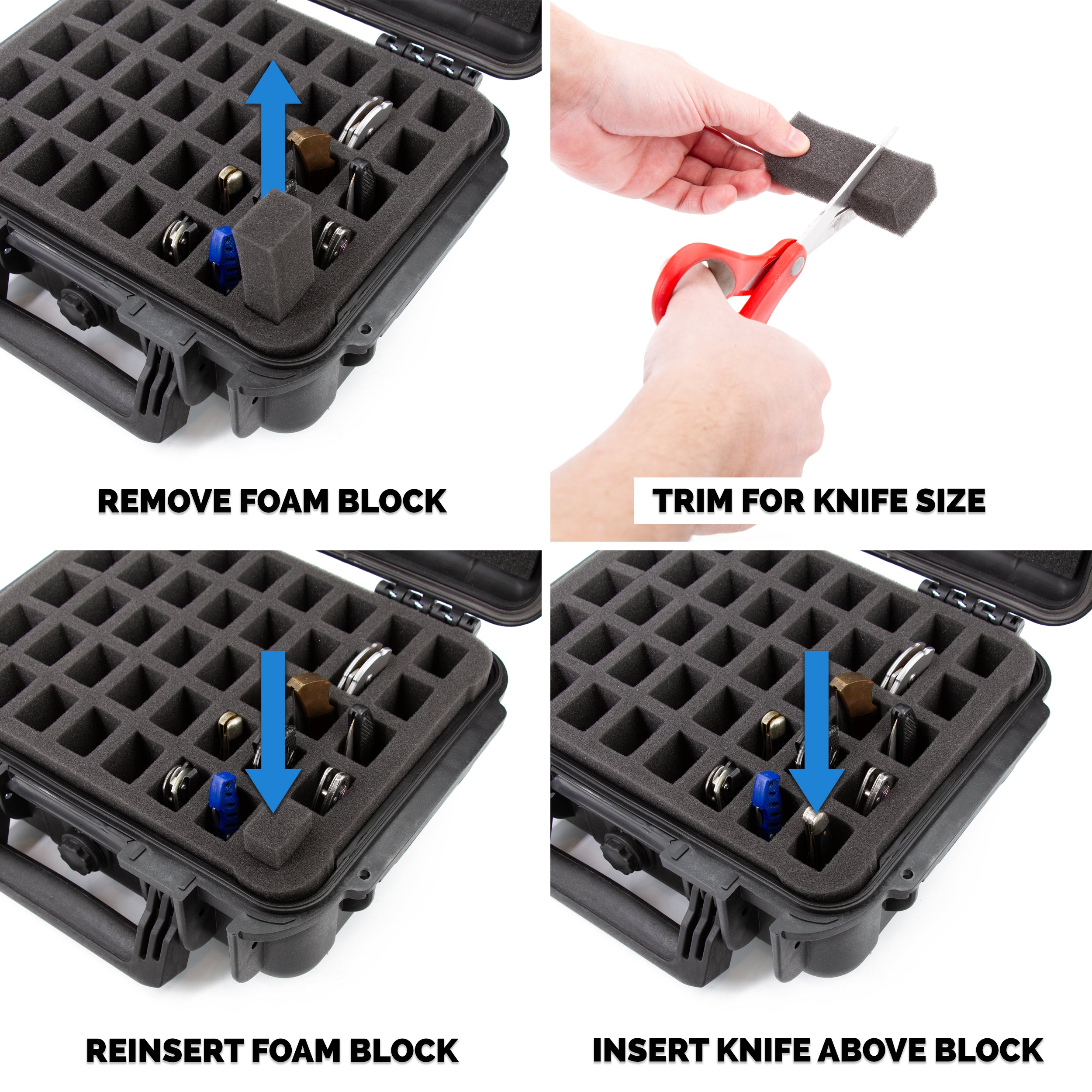 CASEMATIX 40 Folding Knife Case - Waterproof Knife Storage Organizer for 40 Pocket Knives & Swiss Army Knives (Up to 5