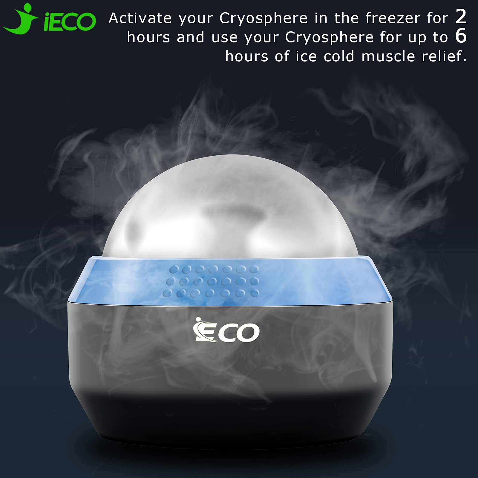 iECO Cryosphere Cold Massage Roller Ball - Therapeutic Ice & Heat Massager for Myofascial Release, Trigger Point Therapy, Muscle Knots & Deep Tissue Relief - Perfect for Post-Workout Recovery, Pain Management & Sports Injury Rehabilitation