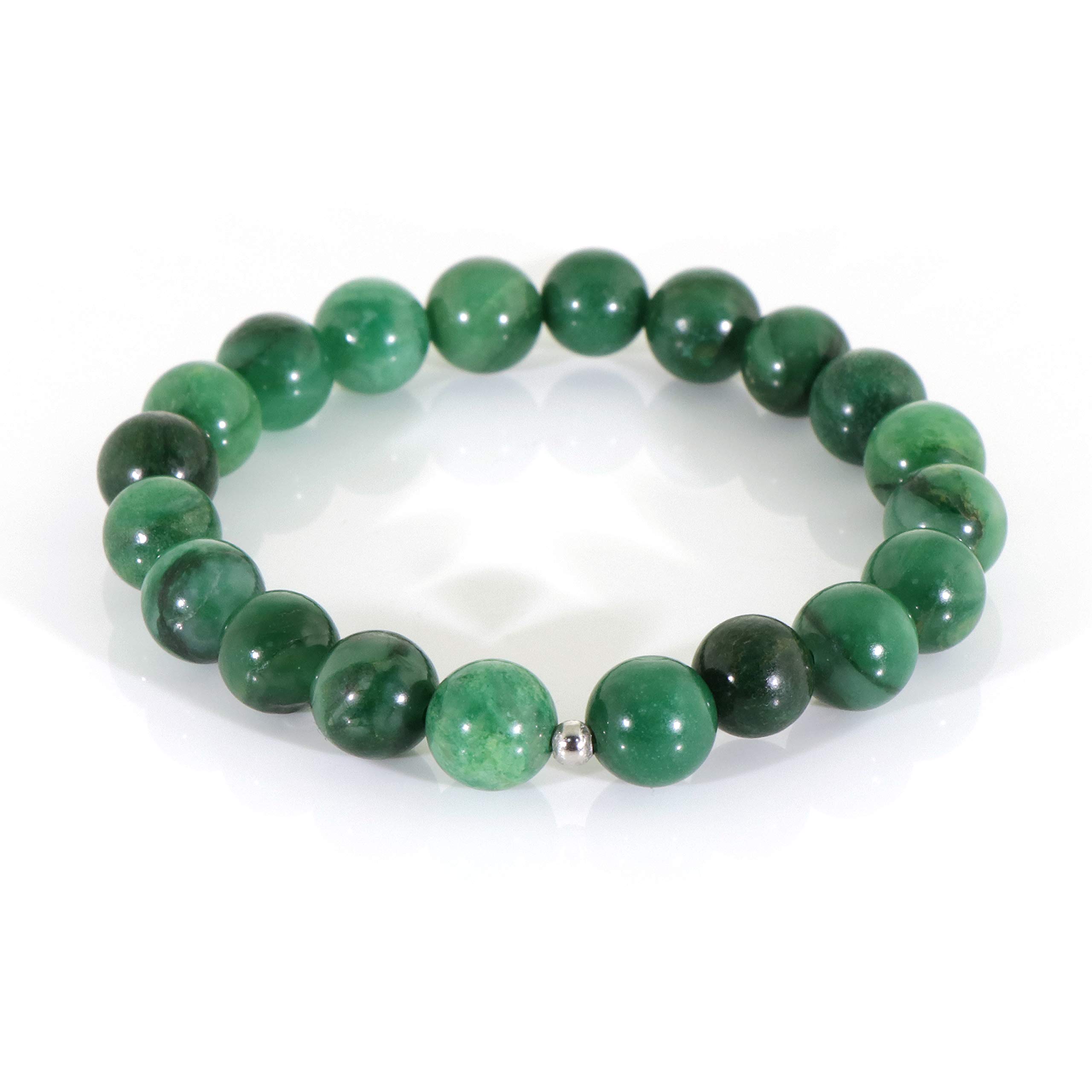 Authentic African Jade Beads Stretch Bracelet - Genuine Jade Gemstone Beaded Jewelry for Women - Perfect for Yoga, Meditation & Spiritual Healing