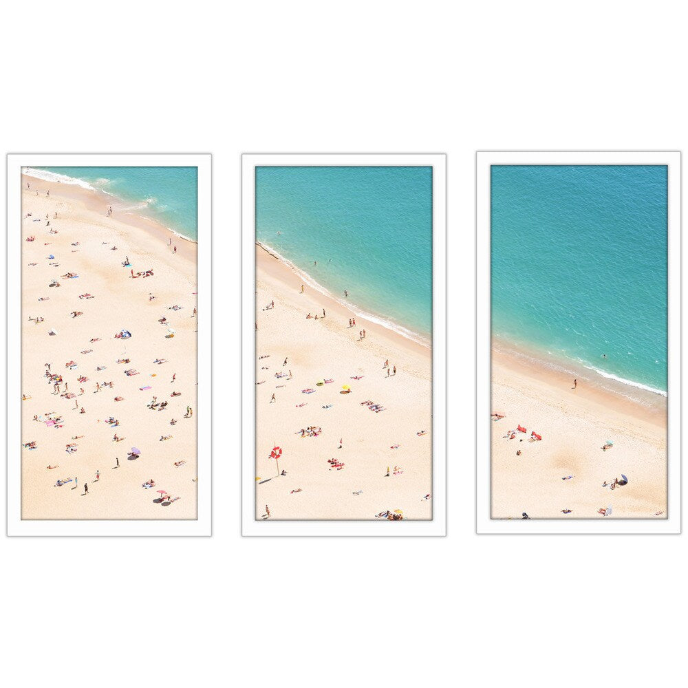 Beach Please V Framed Plexiglass Wall Art Set of 3 - Coastal Decor for Living Room, Bedroom & Office - Modern Beach Themed Home Decor