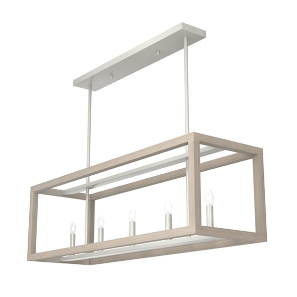 Hunter Squire Manor 5-Light Linear Chandelier in Brushed Nickel - Modern Dining Room Lighting Fixture for Kitchen Island, Entryway & Living Room