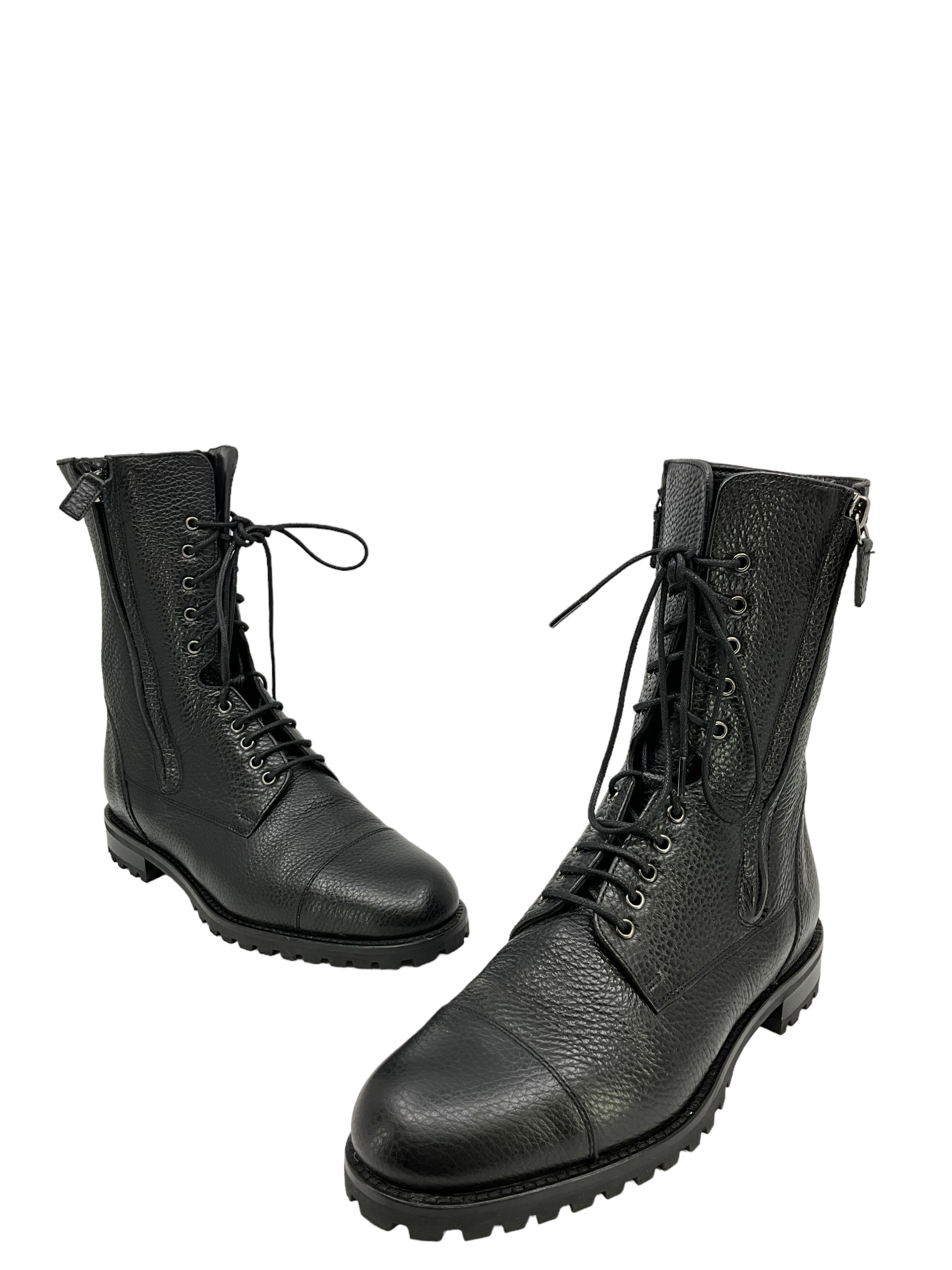 Manolo Blahnik Women's Campcha Leather Combat Boots - Size 7 US, Chunky Heel Ankle Booties for Fall & Winter Fashion, Perfect for Office, Night Out and Street Style