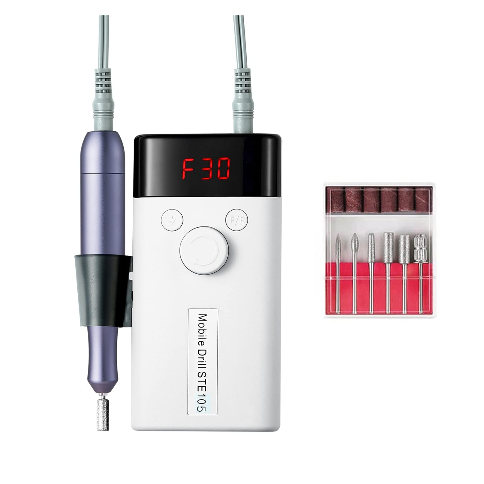 Professional Rechargeable Electric Nail Drill Kit with LCD Display - Cordless Nail File Machine for Gel Polish, Acrylic & Manicure - Perfect for Home & Salon Nail Care (White)