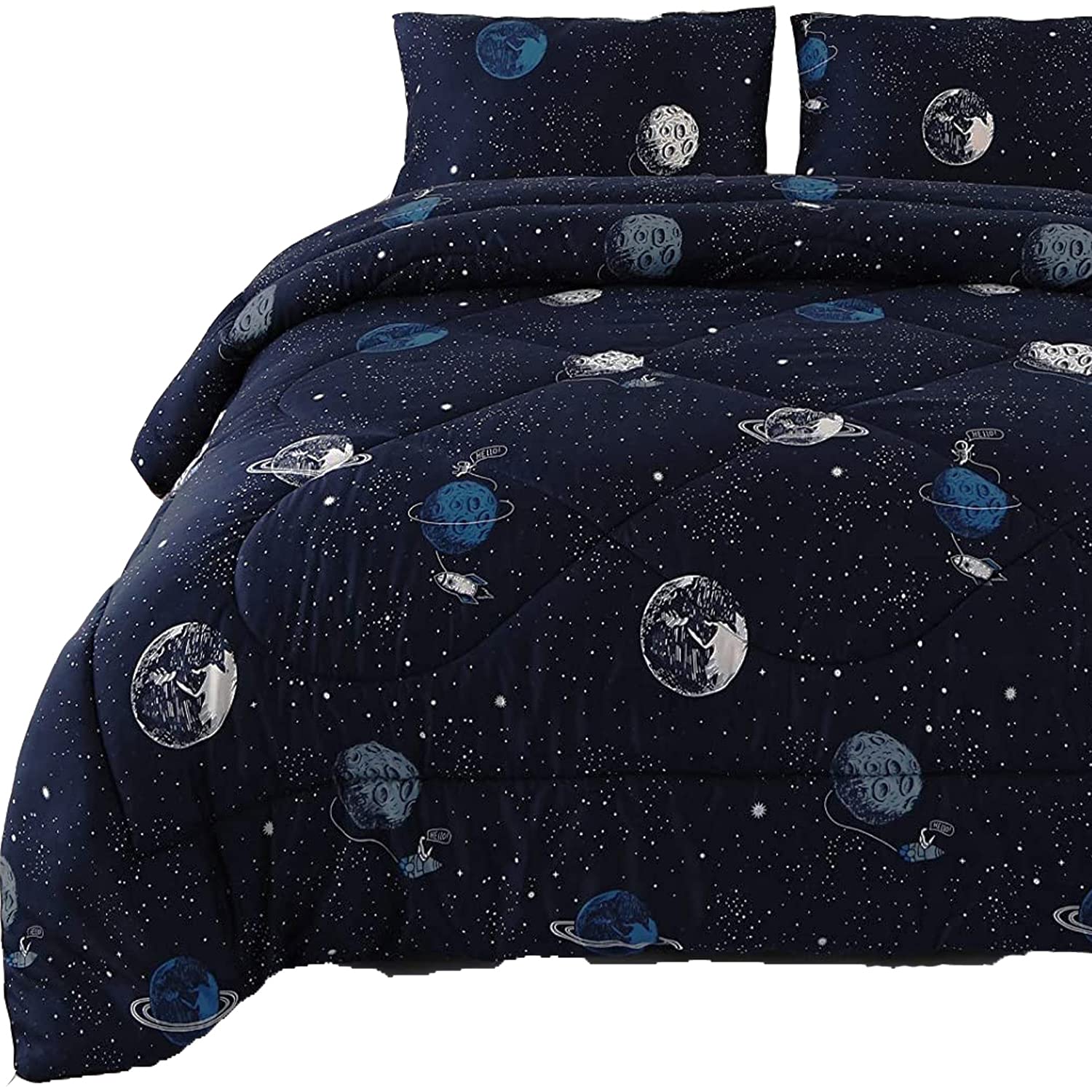 ENJOHOS Twin Comforter Set for Kids - Space Galaxy Themed Bedding for Boys & Girls, Dark Blue Starry Night Design | Perfect for Kids' Bedrooms, Dorm Rooms & Sleepovers