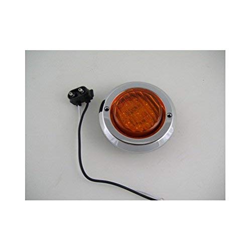 United Pacific Amber 2 Inch Round 9 LED Truck Trailer Marker Clearance Light Kit with Chrome Bezel - Heavy Duty Lighting for Semi Trailers, RVs & Commercial Vehicles