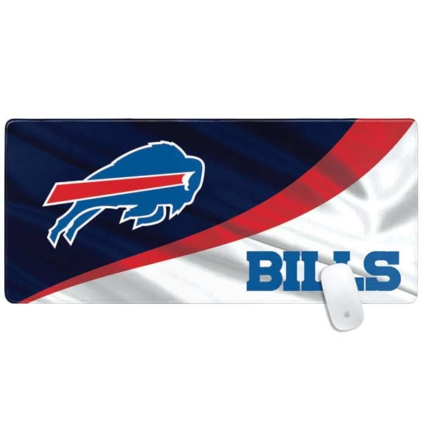 Skinit Extra Large Gaming Mouse Pad - Officially Licensed NFL Buffalo Bills Design with Stitched Edges, Waterproof, Non-Slip Rubber Base - Perfect Desk Mat for PC, Keyboard & Mouse - Ideal for Gaming, Office Work & Home Computer Setup