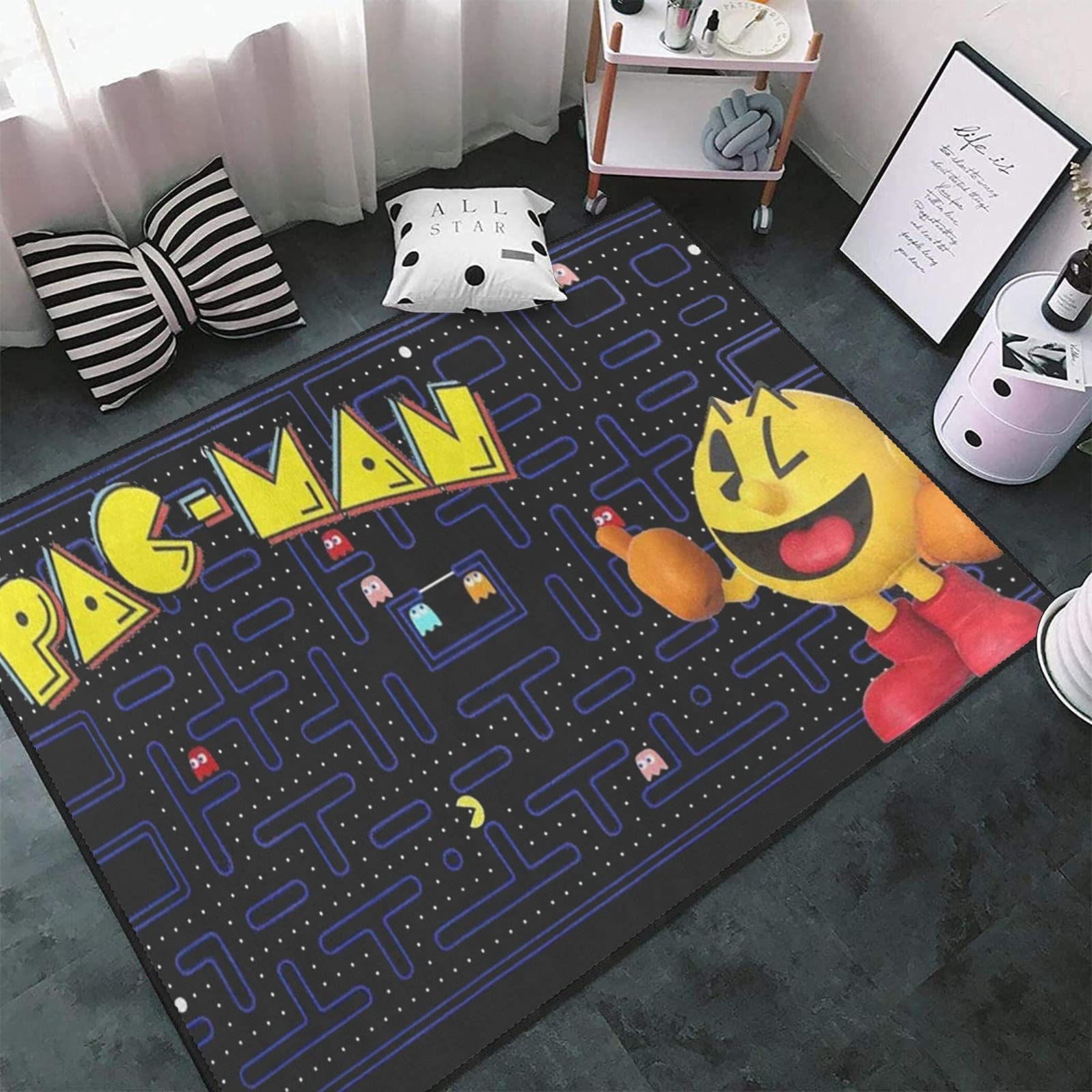 Premium 5.2'x7.5' Arcade Video Game Themed Non-Slip Area Rug - Soft Floor Mat for Bedroom, Living Room & Home Decor - Perfect for Gamers, Man Caves & Entertainment Spaces